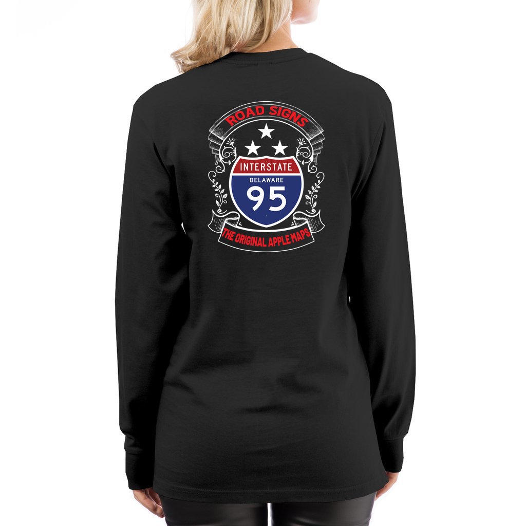 Road Signs the Original Apple Maps_Lane7-Long Sleeve Tee - Comedy inspired T-shirts | Controversial Jokes hoodies, Mugs & more - Comedy Courier