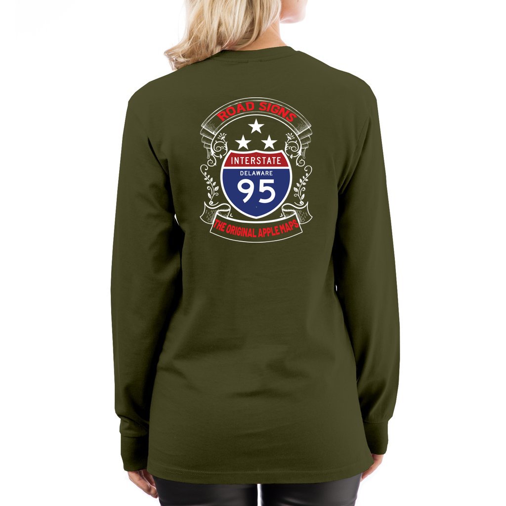 Road Signs the Original Apple Maps_Lane7-Long Sleeve Tee - Comedy inspired T-shirts | Controversial Jokes hoodies, Mugs & more - Comedy Courier