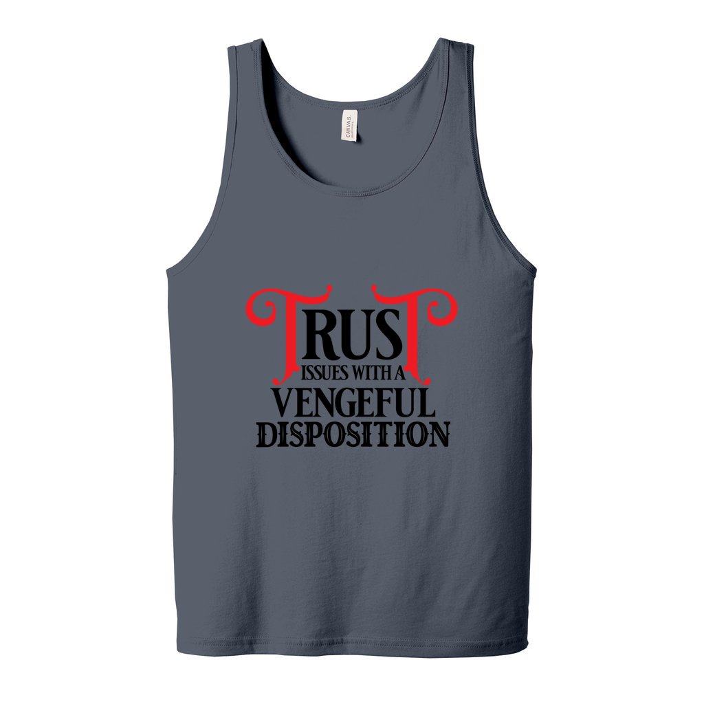 TRUST ISSSUES_Front-BC-Jersey Tank - Comedy inspired T-shirts | Controversial Jokes hoodies, Mugs & more - Comedy Courier